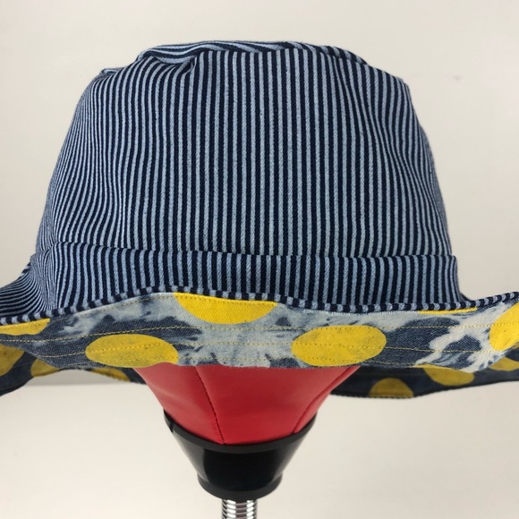 Lemon Drop Polka Dot Tie Dye Reversible Denim Hat - Picture 8 of 10